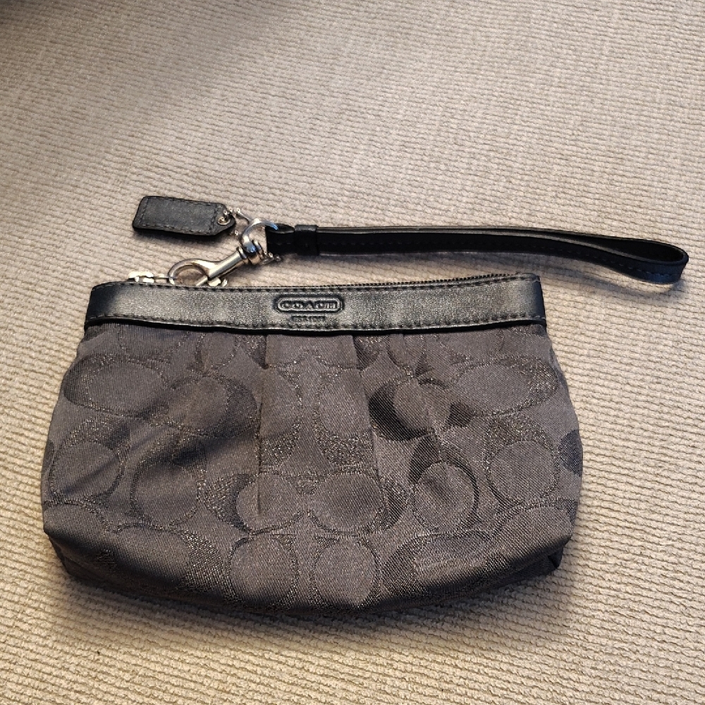 Coach Black Signature Wristlet Clutch